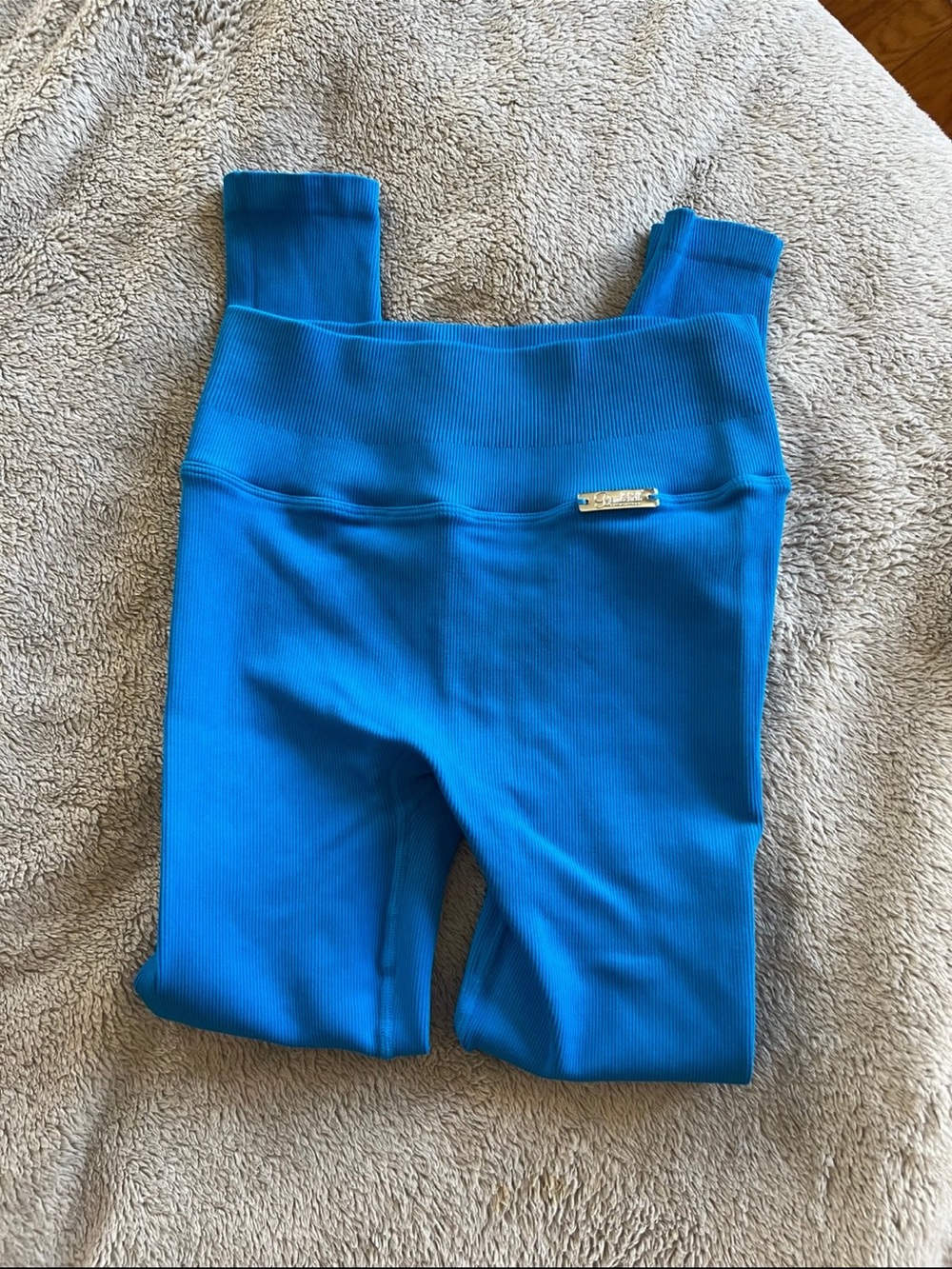 Bombshell Sportswear Vibrant Blue Ribbed Seamless Leggings XS